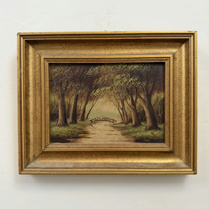 Elegant Landscape Oil Painting "Wooden Bridge" Refined Small Art Holland Art Shop