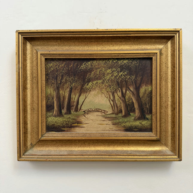 Elegant Landscape Oil Painting "Wooden Bridge" Refined Small Art Holland Art Shop