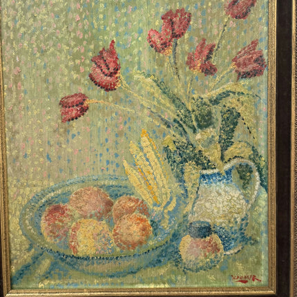 Antique Floral Still Life Oil Painting "Flower Vase" Traditional België Artwork Holland Art Shop