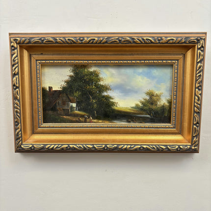 Timeless Landscape Oil Painting "Golden Frame" Authentic Small Art Holland Art Shop