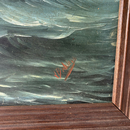 Vintage Seascape Oil Painting "Sailing Ship" Rustic Large Art Holland Art Shop