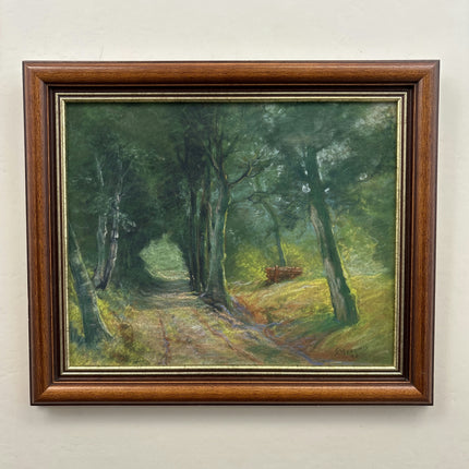 Vintage Landscape Oil Painting "Forest Path" Rustic Artwork Holland Art Shop