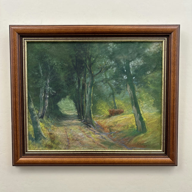 Vintage Landscape Oil Painting "Forest Path" Rustic Artwork Holland Art Shop