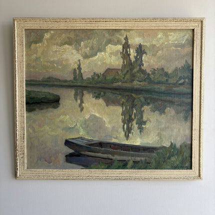 Timeless Landscape Oil Painting "Rowboat Stack" Refined Art Holland Art Shop