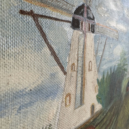 Classic Landscape Oil Painting "Windmill Tower" Expressive Small Art Holland Art Shop