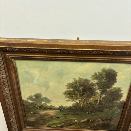 19th Century Antique Landscape Oil Painting "Tall Trees" Large Artwork Holland Art Shop