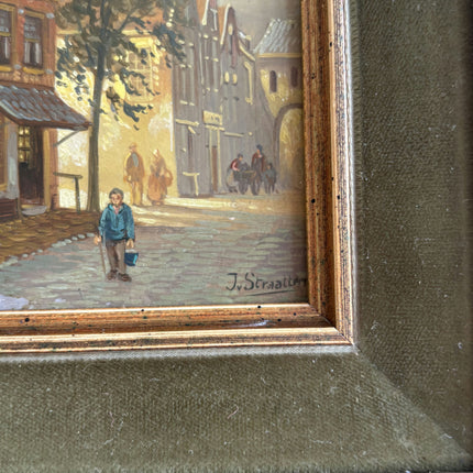 Elegant Cityscape Oil Painting "Gilded Frame" Vintage Small Artwork Holland Art Shop