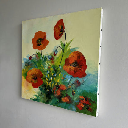 Classic Floral Still Life Oil Painting "Red Poppy" Handcrafted Small Artwork Holland Art Shop