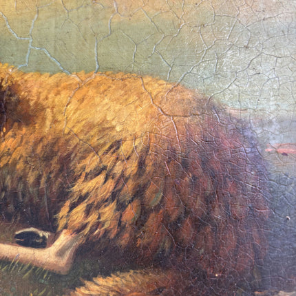 19th Century Antique Animals Oil Painting "Grazing Sheep" Artwork Holland Art Shop
