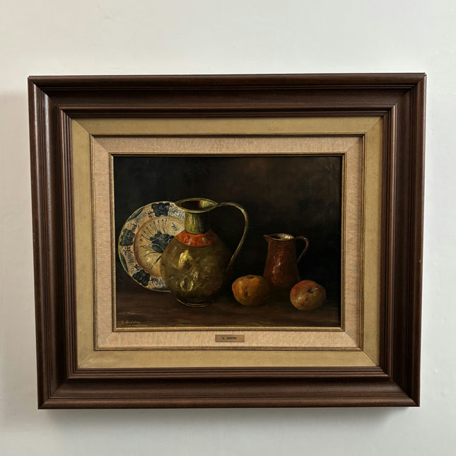 Elegant Still Life Oil Painting "Brass Pitcher" Handcrafted Large Art Holland Art Shop