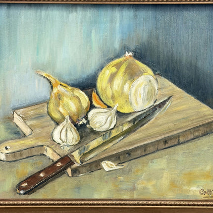 Detailed Still Life Oil Painting "Garlic Bulbs" Classic Artwork Holland Art Shop