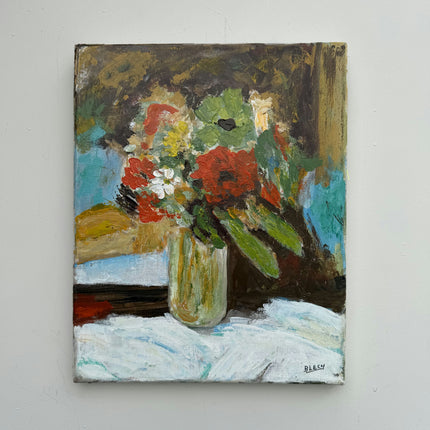 Expressive Floral Still Life Oil Painting "Flower Vase" Authentic Small Artwork Holland Art Shop