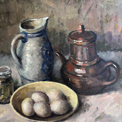 Handcrafted Still Life Oil Painting "Bowl Eggs" Detailed Artwork Holland Art Shop
