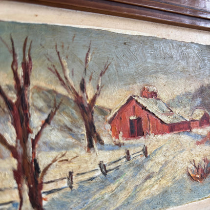 Elegant Winter Landscape Oil Painting "Wooden Frame" Expressive Small Artwork Holland Art Shop