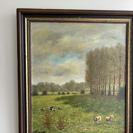 Detailed Landscape Oil Painting "Grazing Cows" Expressive Dutch Artwork Holland Art Shop