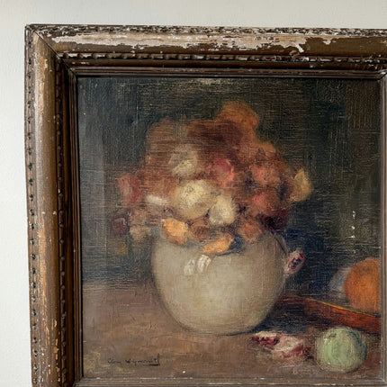 19th Century Oil Painting Floral Still Life "Flower Pot" Medium Art Holland Art Shop