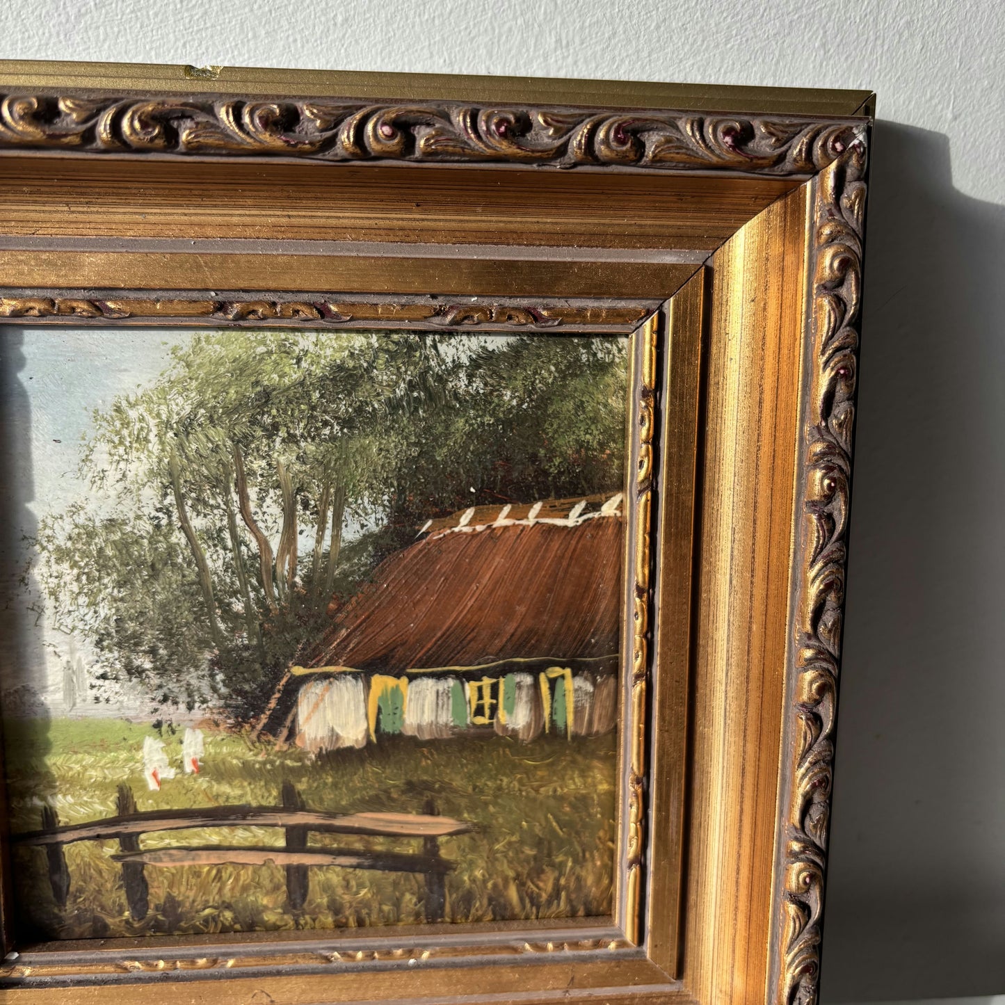 Original Landscape Oil Painting "Thatched Cottage" Traditional Small Art