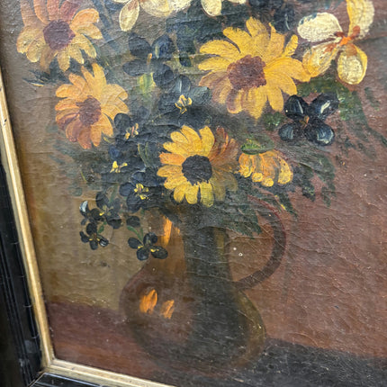 19th Century Antique Flowery Still Life Oil Painting "Flower Vase" Artwork Holland Art Shop