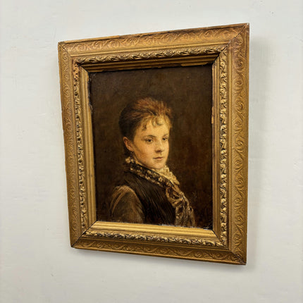 19th Century Antique Portrait Oil Painting "Old Frame" Small Artwork Holland Art Shop