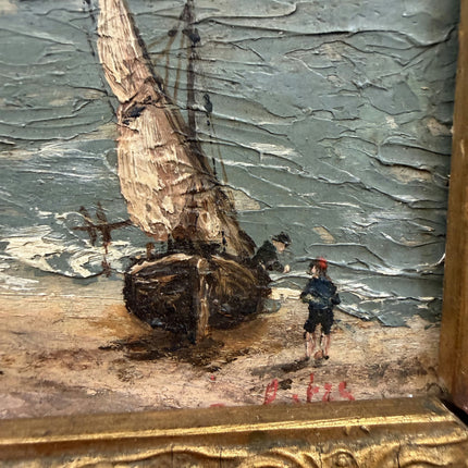 Vintage Scenery Oil Painting "Gilded Frame" Rustic Small Art Holland Art Shop