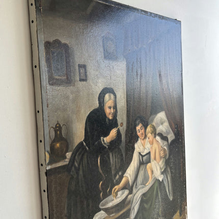Rustic Figurative Oil Painting "Nursing Mother" Elegant Art Holland Art Shop
