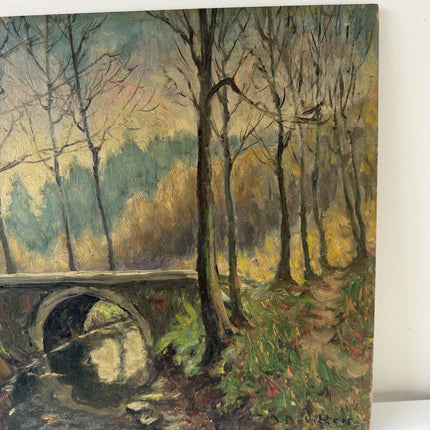 Remarkable Oil Painting Plein Air Landscape "Stone Bridge" Medium Artwork