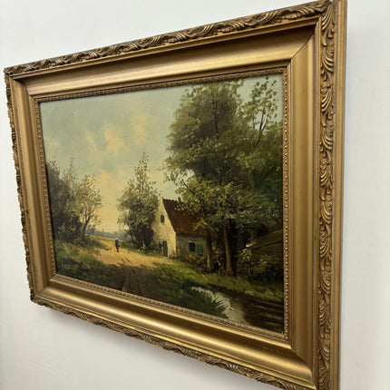 Original Landscape Oil Painting "Country Cottage" Vintage Artwork Holland Art Shop