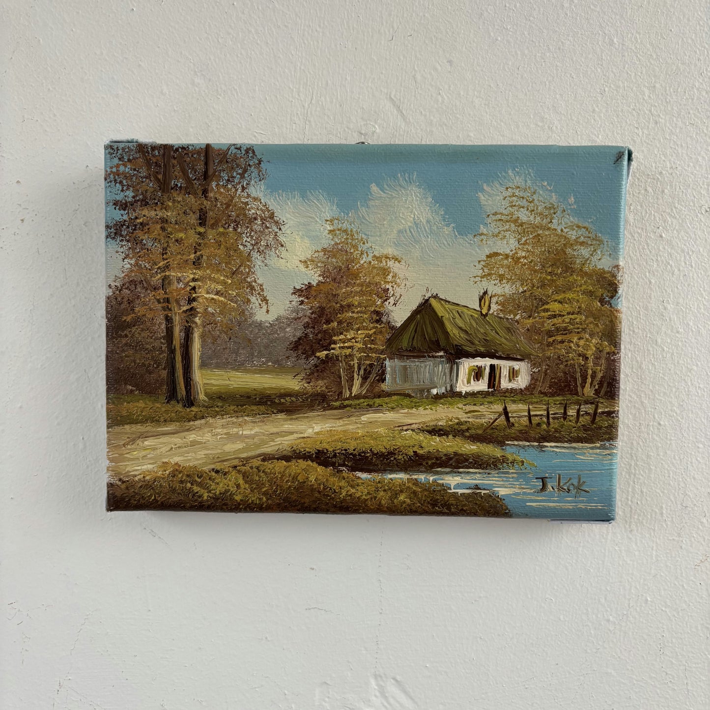 Traditional Oil Painting Landscape "Thatched Cottage" Classic Small Artwork