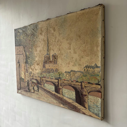 Authentic Cityscape Oil Painting "Stone Bridge" Detailed Art Holland Art Shop