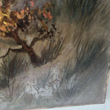 Early 20th Century Dutch Oil Painting – Women in Dunes with Windmills - HollandArtShop