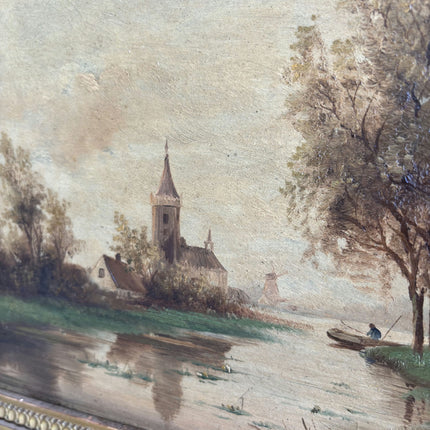 19th Century Antique Landscape Oil Painting "Gilded Frame" Artwork Holland Art Shop