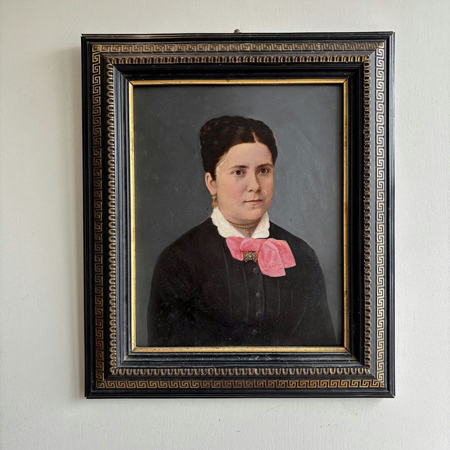 Traditional Portrait Oil Painting "Woman With Bow" Classic Small Art Holland Art Shop