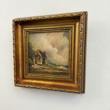 Elegant Landscape Oil Painting "Thatched Cottage" Refined Small Art Holland Art Shop