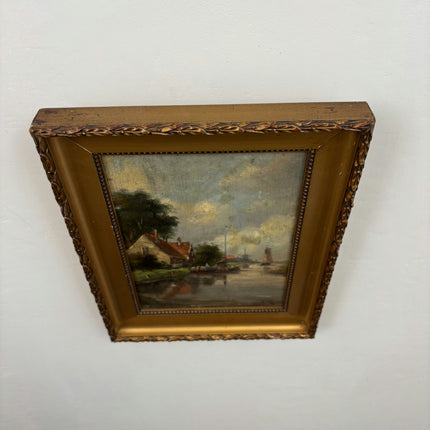 Handcrafted Landscape Oil Painting "Thatched Cottage" Elegant Small Artwork Holland Art Shop