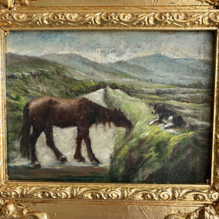 Traditional Animals Oil Painting "Grazing Horse" Vintage French Art Holland Art Shop