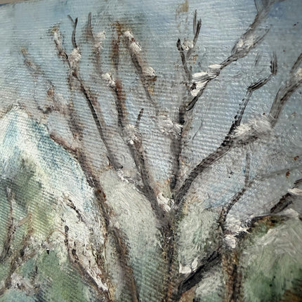 Classic Winter Landscape Oil Painting "Snowy Tree" Original Small Art Holland Art Shop