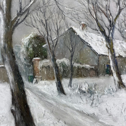 Picardo Authentic Winter Landscape Pastel "Snowy Cottage" Rustic Artwork Holland Art Shop