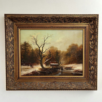 Expressive Oil Painting Winter Landscape "Winter Walkers" Intriguing Medium Art