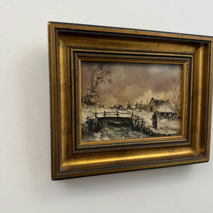 Original Winter Landscape Oil Painting "Framed Painting" Classic Small Art Holland Art Shop