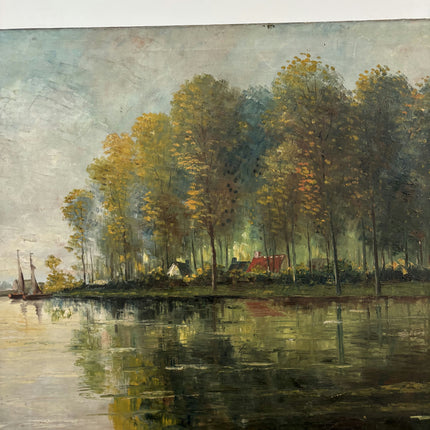 19th Century Antique Seascape Oil Painting "Sailing Boat" Large Art Holland Art Shop