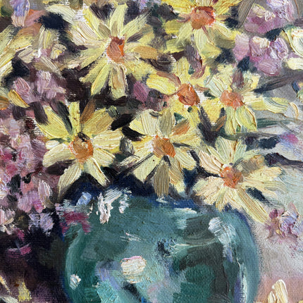 Rustic Floral Still Life Oil Painting "Green Vase" Classic Art Holland Art Shop