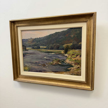 Handcrafted Landscape Oil Painting "River Bend" Vintage Art Holland Art Shop