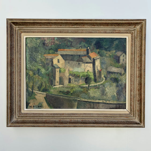 Timeless Landscape Oil Painting "Clustered Houses" Rustic French Art Holland Art Shop