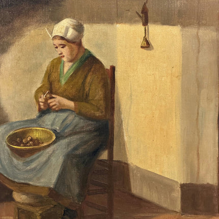 Rustic Interior Oil Painting "Peeling Woman" Authentic Art Holland Art Shop