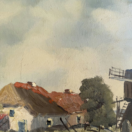 Handcrafted Landscape Oil Painting "Windmill Structure" Expressive Art Holland Art Shop