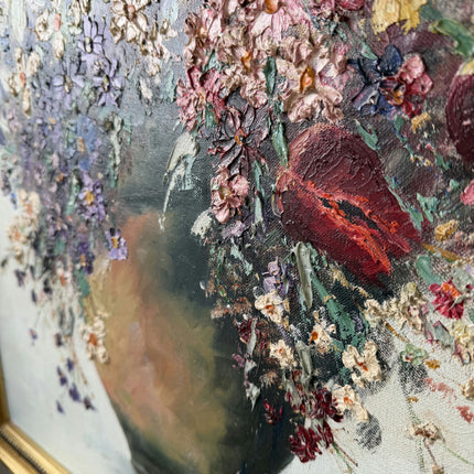 Figurative Oil Painting Flowery Still Life "Flower Vase" Large Artwork Holland Art Shop