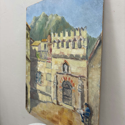 Vintage Cityscape Oil Painting "Arched Gate" Rustic Italian Artwork Holland Art Shop