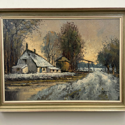 Willem Hendrik van Norden Winter Landscape Oil Painting "Snow Cottage" Art Holland Art Shop