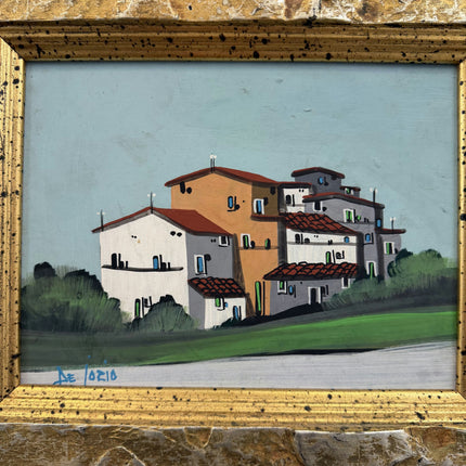 Handcrafted Scenery Oil Painting "Village Houses" Expressive Small Art Holland Art Shop