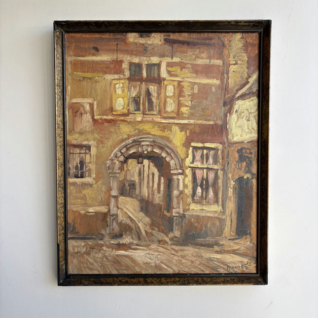 1935 Cityscape Oil Painting "Arched Entrance" Art Holland Art Shop